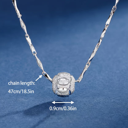 925 Sterling Silver Necklace - Lucky Bead Pendant, Hypoallergenic Collarbone Chain, Shiny Silver Jewelry for Elegant Daily Wear & Gift Giving