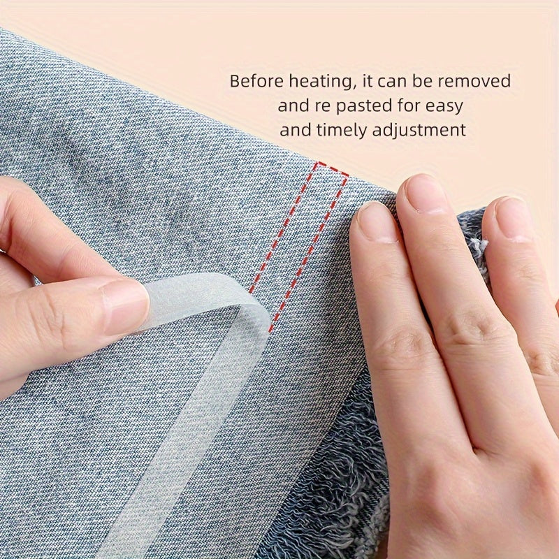 Beige Double-Sided Hem Tape – No-Iron Fabric Adhesive for Pants Hemming | 196.85 Inches, Multipurpose Clothing and Craft Tape with Water Resistance