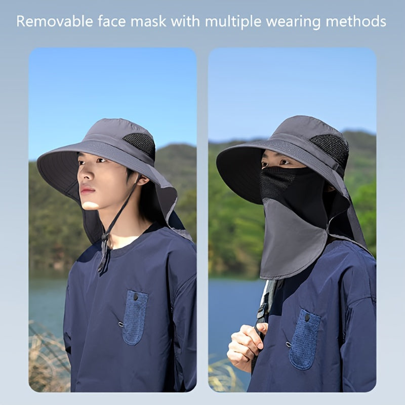 Summer Explorer Hat - UV Protection Outdoor Hat for Men and Women - Breathable, Adjustable, Water-Resistant Bucket Hat with Neck Flap and Visor for Hiking, Camping, Fishing, Hunting