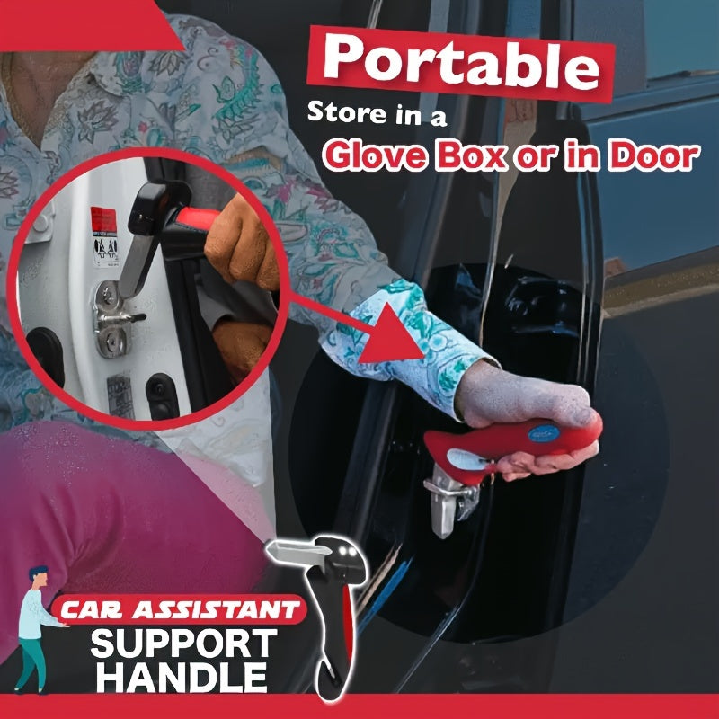 Portable Vehicle Support Grab Bar - Emergency Escape Tool with Window Breaker, Seat Belt Cutter, and LED Flashlight
