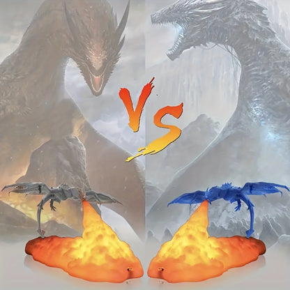 Fire Dragon 3D Printed Lamp – Volcano Dragon Night Light for Bedroom and Office, Mood Lighting and Moon Light Desktop Lamp