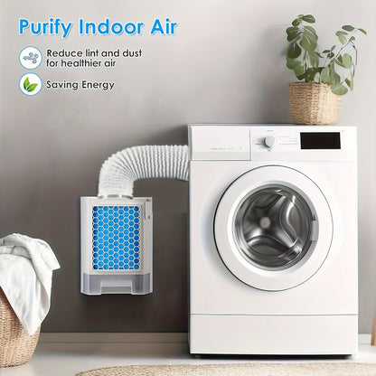 4 Piece 3-in-1 Indoor Dryer Vent Kit - Stainless Steel and Polyester Filters, Water Drawer System, Upgrade Safety Vent Flap - Essential Washer Parts and Accessories for Electric Dryers