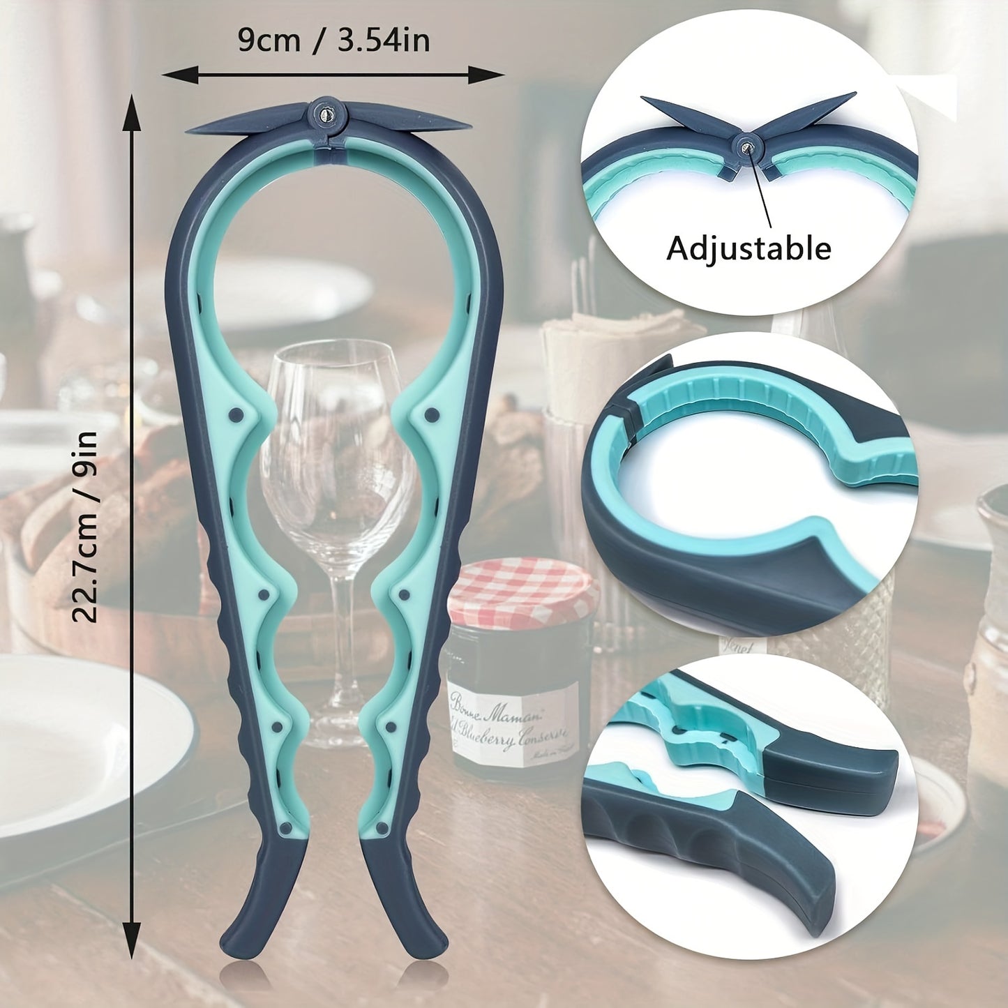 5 in 1 Multi-Purpose Bottle Opener Set - Stainless Steel Kitchen Tools for Arthritis & Weak Hands, Includes Jar Opener and Non-Slip Grip Pad