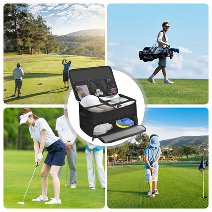 Golf Shoe Bag – Outdoor Foldable Storage for Golf Supplies, Oxford Cloth Holder Box for Ball & Towel, Portable Trunk Organizer