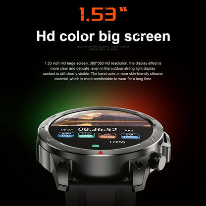 2024 GPS Smart Watch for Men – LED Lighting, 360x360 HD Screen, AI Voice, Wireless Call, NFC, Compass, Sport and Fitness Tracker, Ideal for Father’s Day Gift
