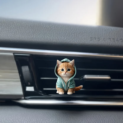2-Pack Hoodie Cat and Boba Tea Acrylic Vent Clips - Decorative Air Fresheners for Car A/C Outlets with Scent Tablets, Aesthetic Vehicle Accessories for Interior Decor