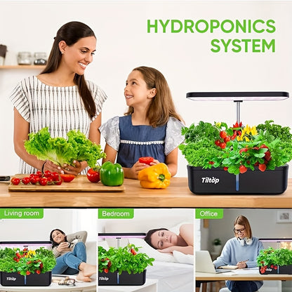 Hydroponics Growing System - 8Pods/12Pods Indoor Herb Garden, Height Adjustable Plant Germination Kit - Countertop Indoor Grow Kit, Black