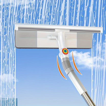 2 in 1 Extendable Window Squeegee and Scrubber - Long Handle for Wet and Dry Use on Glass, Car Windows, Floors, and Furniture, Ideal for Halloween and Christmas Gifts