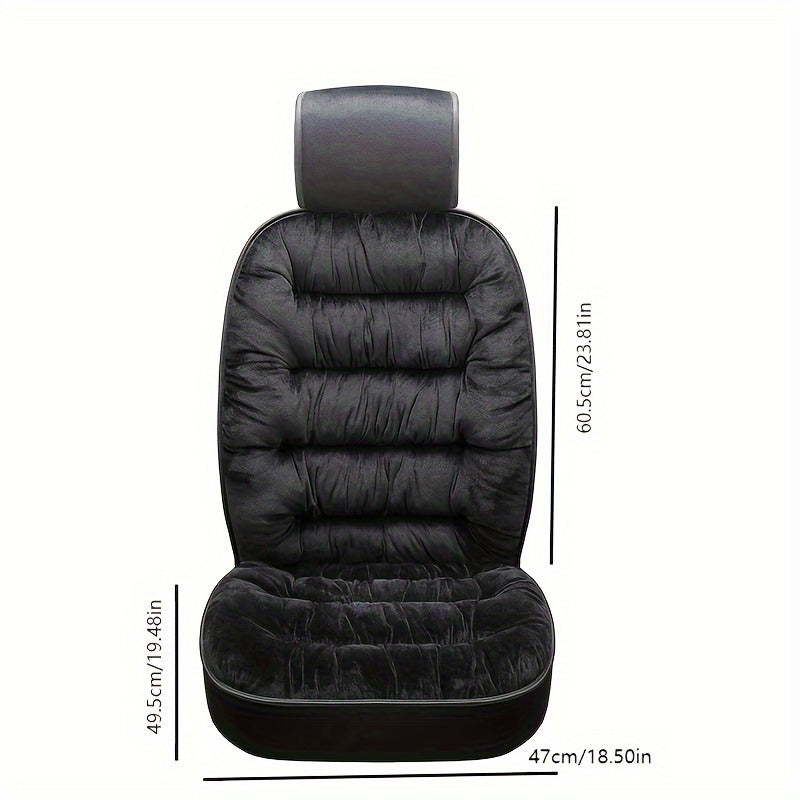Winter Plush Front Car Cushion – Thickened Universal Seat Cover with Backrest for Front Seats