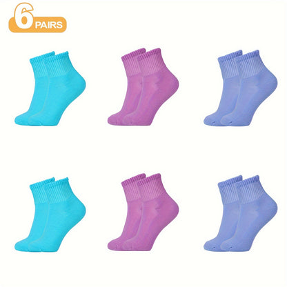 6 Pairs Unisex Diabetic Crew Socks – Cushioned Sole, Seamless Toe, Non-Binding Top, Breathable Knit Fabric Blend of Polyester, Nylon, and Spandex