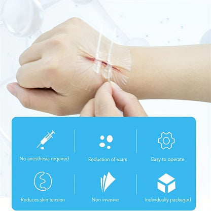 10PCS Elastic Bandage and Skin Suture Device - Scar-Free Zipper Style Wound Patch - Color Box Packaging