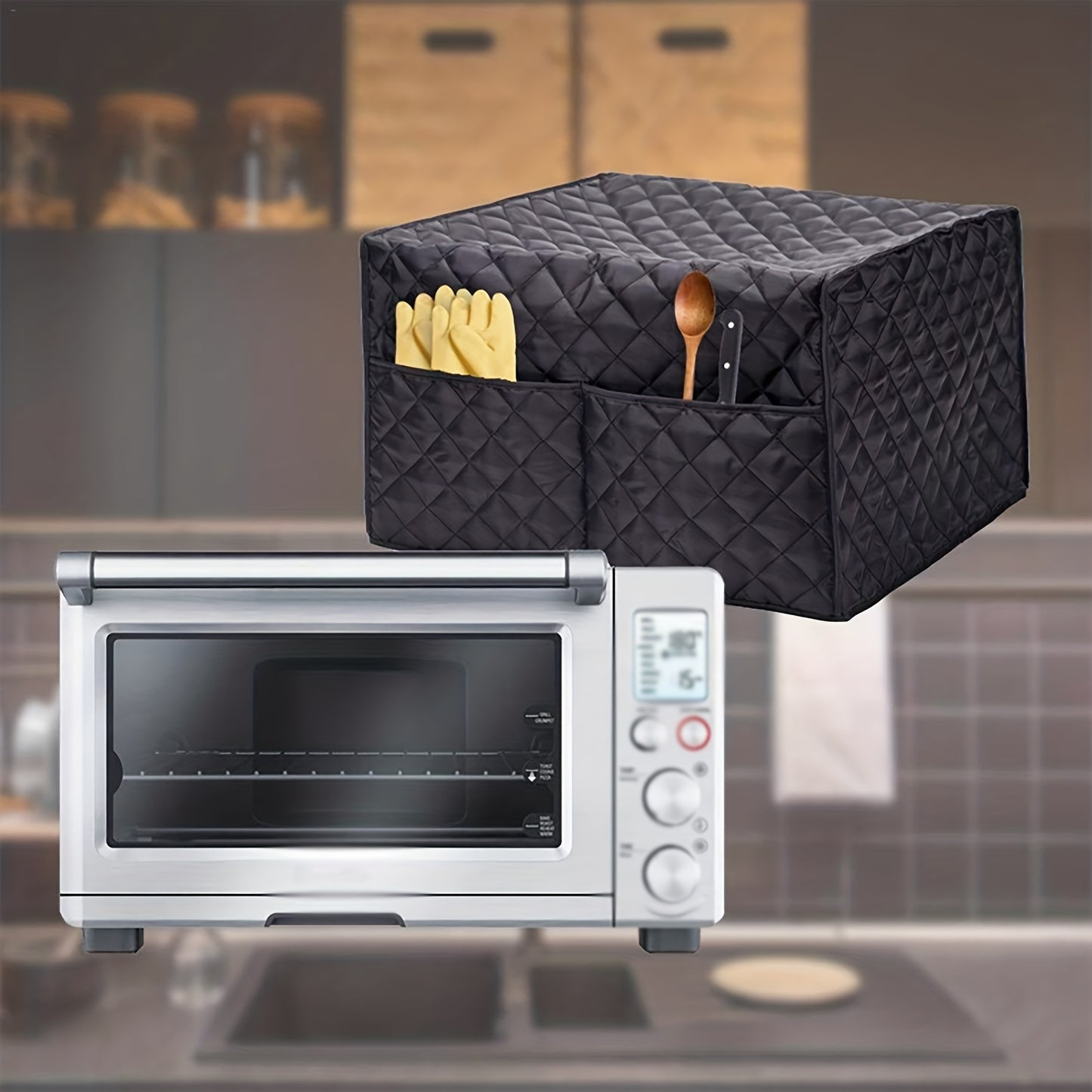 Dustproof Convection Toaster Oven Cover with 2 Accessory Pockets - Protects Stand Smart Oven, Toaster Oven, and Small Kitchen Appliances - Easy Storage and Cleaning