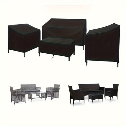 4 Piece Ultimate Waterproof Patio Furniture Cover Set – Durable Windproof Covers with Buckle Strap and Adjustable Drawstring for Sofa, Chairs, Coffee Table, Outdoor Living Room and Balcony Protection