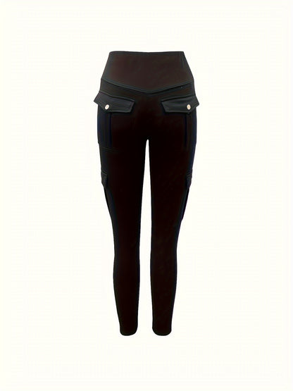 High-Waisted Butt Lifting Yoga Leggings - Women's Fall & Winter Activewear with Pockets, Moisture-Wicking, Four-Way Stretch, Breathable - Solid Color, Perfect for Fitness, Running, Outdoor Activities