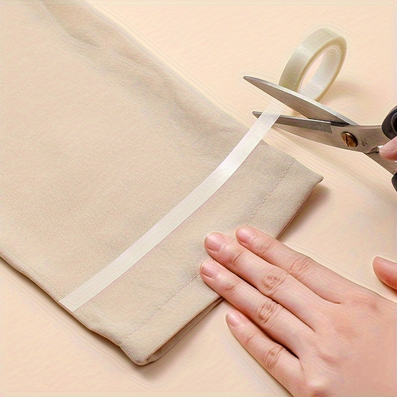 Beige Double-Sided Hem Tape – No-Iron Fabric Adhesive for Pants Hemming | 196.85 Inches, Multipurpose Clothing and Craft Tape with Water Resistance
