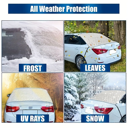 Rear Windshield Snow Cover – Ice & Snow Protection with 4 Magnetic Suction Points & 2 Fixed Hooks, Fits Most Sedans & SUVs