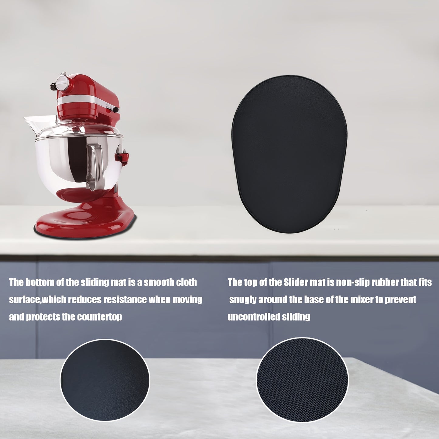 Sliding Mat for KitchenAid Mixer – Mover Slider Pad for 5-8 Qt Bowl Lift Stand Mixer – Compatible with 4.5-5 Qt Tilt-Head Kitchen Mixers