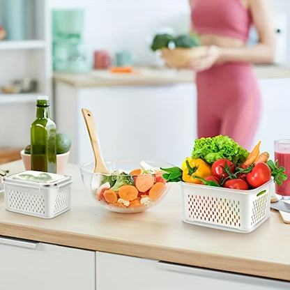 6-Piece BPA-Free Transparent Food Storage Containers with Lids & Drain Tray – Versatile Kitchen Organizers for Fruits, Vegetables, & Dry Goods