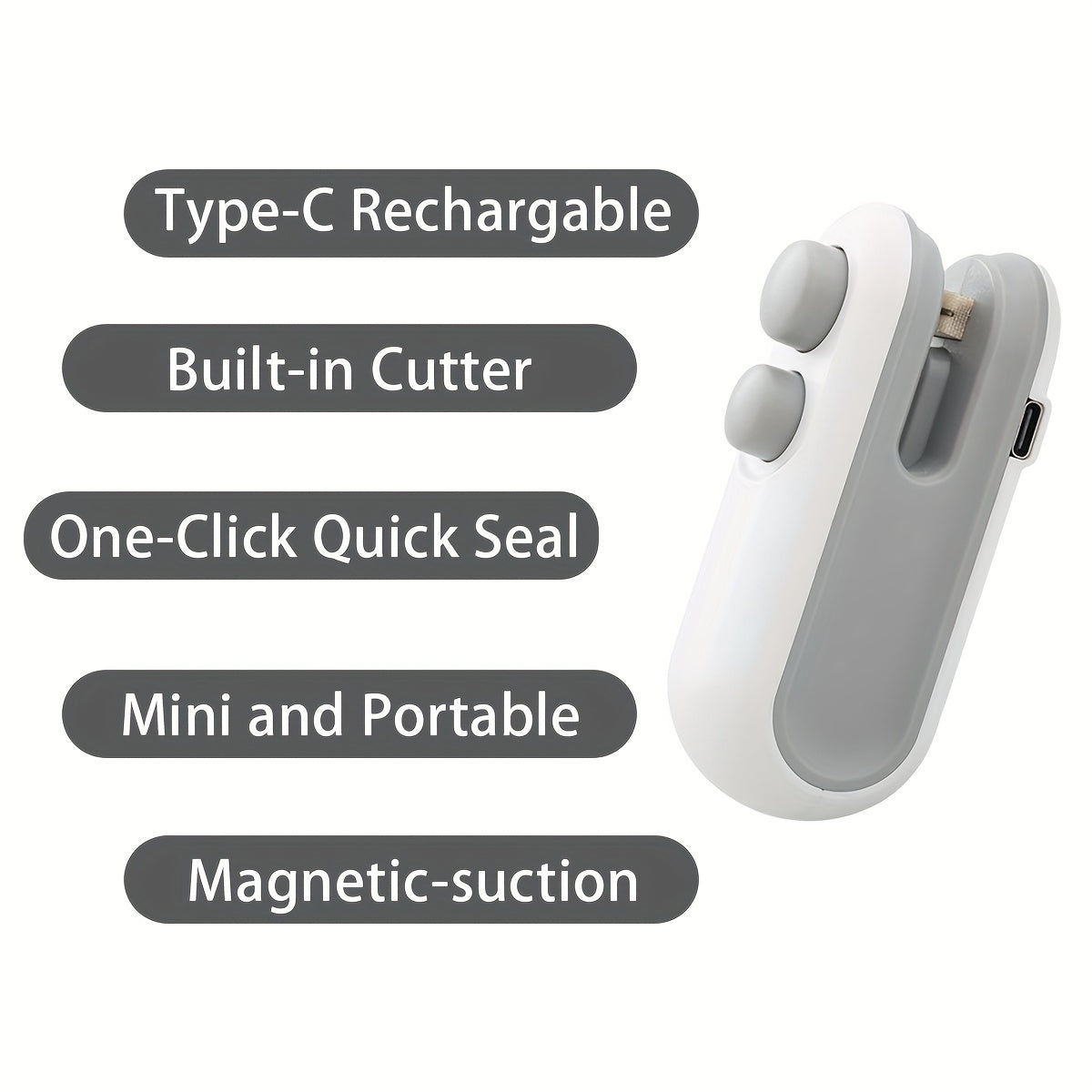 Mini Snacks Bag Sealer – Rechargeable 2-in-1 Heat Sealer with Cutter for Chips and Plastic Bags – Keeps Food Fresh, USB Rechargeable, Compact Sealing Machine