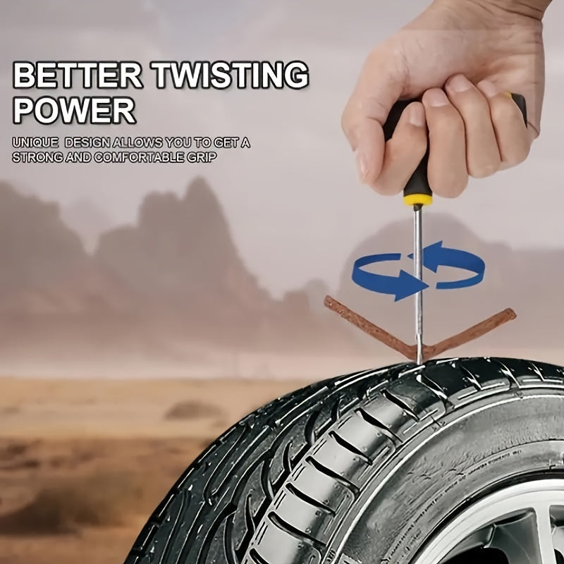 8 Piece Universal Tire Repair Kit - Effortless Puncture Fixes for Cars & Motorcycles - Durable Vacuum Tire Emergency Patch - Compact & Portable Roadside Assistance Solution