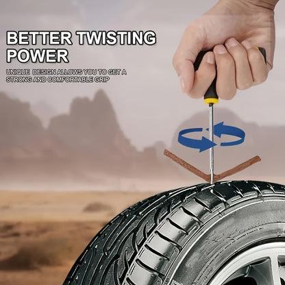 8 Piece Universal Tire Repair Kit - Effortless Puncture Fixes for Cars & Motorcycles - Durable Vacuum Tire Emergency Patch - Compact & Portable Roadside Assistance Solution