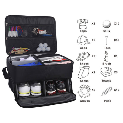 Golf Shoe Bag – Outdoor Foldable Storage for Golf Supplies, Oxford Cloth Holder Box for Ball & Towel, Portable Trunk Organizer