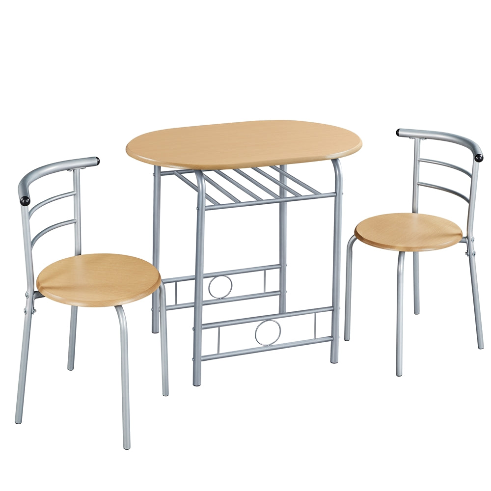 Costoffs Modern Round Compact Dining Table and 2 Chairs Set - Space-Saving Table Set for Kitchens, Apartments, and Dorm Rooms
