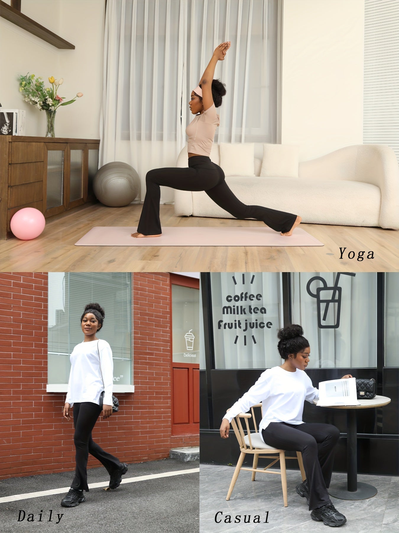 3 Pack Women's High-Waisted Flare Pants with Tummy Control – Soft Yoga, Workout & Running Bell Bottoms