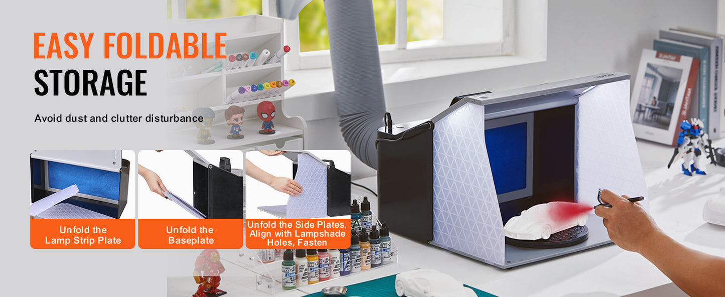 VEVOR Portable Airbrush Spray Booth – Hobby Paint Booth Kit with 4 LED Lights & Dual Exhaust Fans