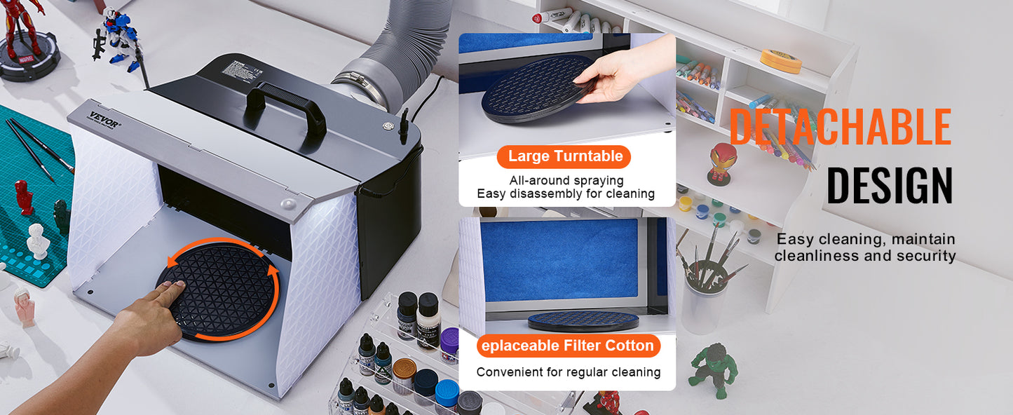 VEVOR Portable Airbrush Spray Booth – Hobby Paint Booth Kit with 4 LED Lights & Dual Exhaust Fans