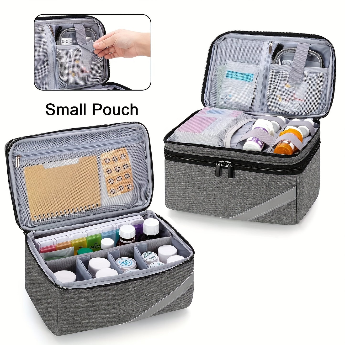 Medicine Storage Bag Organizer – Portable Small Pill Bottle Pouch – Suitable for Home, Office, School, Outdoor Travel ( Empty Bag )