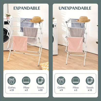 Foldable Drying Rack – Durable Clothes Holder with Anti-Slip Horseshoe & Secure Buckle Lock, Expandable Home Storage Organizer for Towels & Clothing