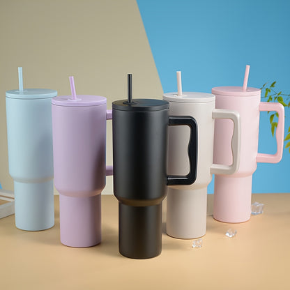 40oz Stainless Steel Insulated Tumbler with Handle and Straw – Leak Proof, Reusable Mug for Multipurpose Use, Ideal for Mother's Day, Graduation, 4th of July – Hand Wash Only