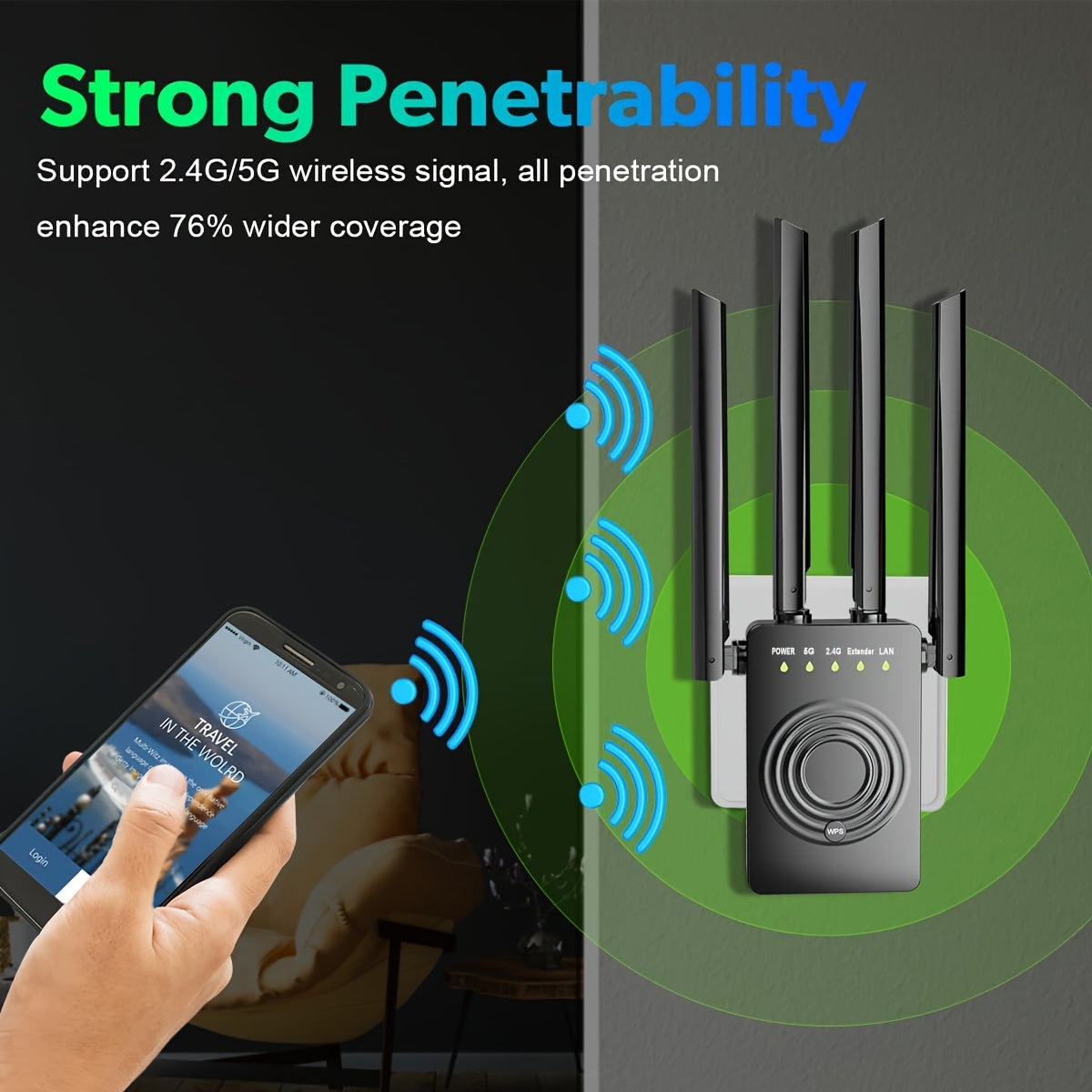2023 Fastest WiFi Extender - Dual Band 2.4/5.8GHz Internet Booster, 1200Mbps Signal Amplifier, Covers 12,000 Sq.Ft. and Supports 100+ Devices