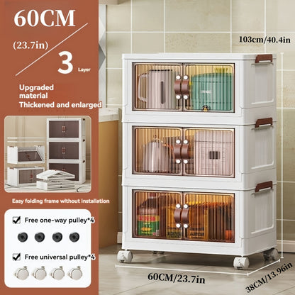 5 Layer Plastic Storage Box with Lid - Extra Large 19.3 Inch Folding Stack Container with Wheels, Ideal for Wardrobe, Bathroom, Home, Office, Dormitory