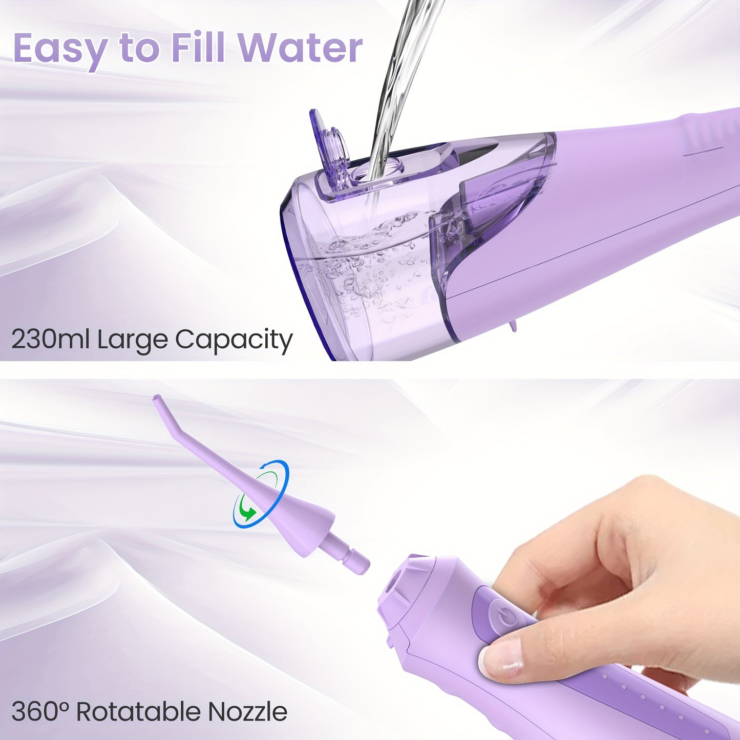 Professional Cordless Water Flosser - 350ml Tank, 8 Tips, 5 Modes, USB Rechargeable, Waterproof and Portable Oral Irrigator for Teeth Cleaning and Plaque Removal