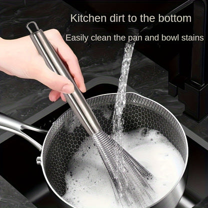 Stainless Steel Pot Brush - Long Handle Multipurpose Kitchen Scrub Brush for Pots, Pans, and Countertops - Durable Dishwashing Cleaning Tool (1pc/2pcs)