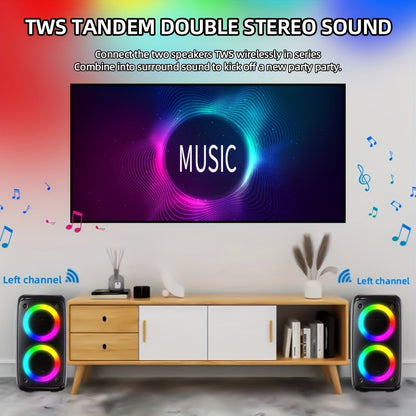 KING LUCKY Boombox Wireless Speaker - Large Stereo Sound, Subwoofer, Outdoor Party Speaker with Microphone, Disco Light, TWS, TF, AUX, MIC, Rechargeable Battery