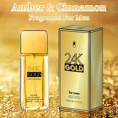 3.4 Fl Oz Men's Eau De Toilette Spray - Long-Lasting Amber & Cinnamon Fragrance - Perfect for Dating, Parties, and Gift Giving with Notes of Blood Orange, Grapefruit, and Mint