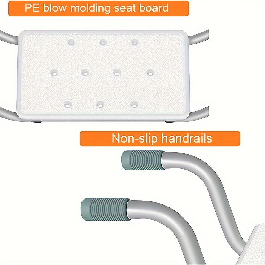 Heavy Duty Bath Bench – Adjustable Aluminium Shower Stool with Plastic Seat, 28.35-32.28in Length, Supports Up to 350 lbs – Ideal for Elderly Bathroom Use