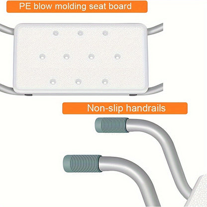 Heavy Duty Bath Bench – Adjustable Aluminium Shower Stool with Plastic Seat, 28.35-32.28in Length, Supports Up to 350 lbs – Ideal for Elderly Bathroom Use