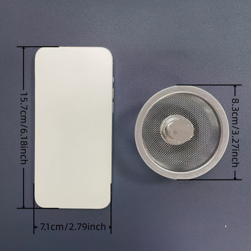 2PCS Kitchen Sink Strainer with Handle & Stopper - Stainless Steel Mesh Filter, Replacement Drain Basket, Waste Hole Trap for Hotels and Restaurants