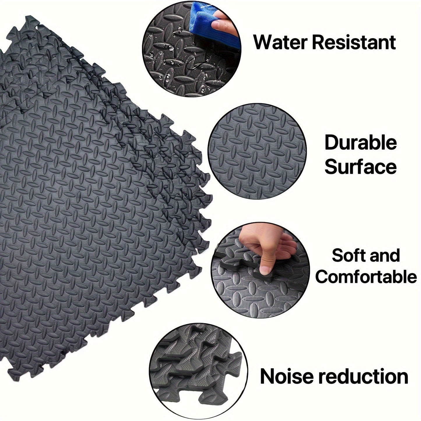 24 Tiles, 96 SQFT 1/2" Extra Thick Floor Exercise Mat – Interlocking Puzzle Mat for Home Gym, Gymnastics, and Protective Flooring (24"x24"x1/2" Each)