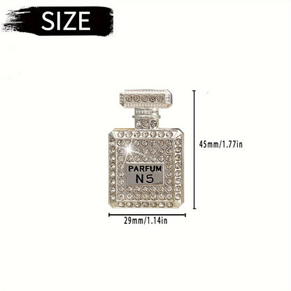 Luxurious Rhinestone Car Perfume Bottle – Women's Car Air Freshener, Parfum N5 with Scented Stick – 45mm x 29mm