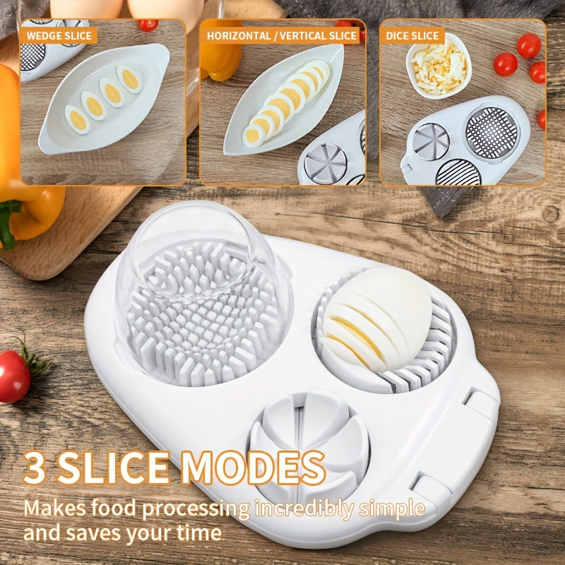 Heavy-Duty Egg Slicer - 3 Slice Modes for Hard Boiled Eggs and Dicing Fruits like Strawberries, Mushrooms, and Tomatoes