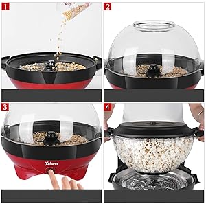 6-Quart Electric Popcorn Maker with Nonstick Plate & Quick-Heat Stirring – Cool Touch Handles