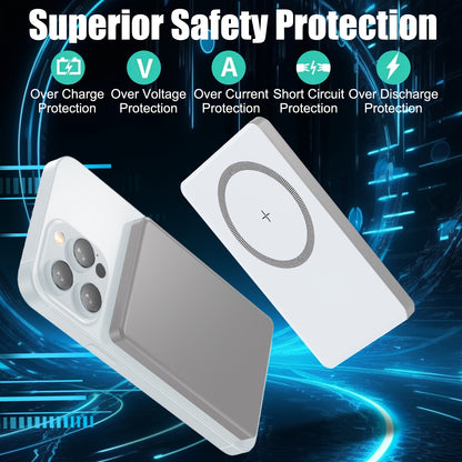 5000mAh Wireless Power Bank – Fast Charging Battery Pack with USB-C, MagSafe-Compatible, 20W Quick Charge for iPhone 15/14/13/12 Series
