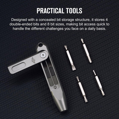 OKNIFE Otacle D1 Titanium EDC Screwdriver – 8-in-1 Multi-Bit with S2 Steel Magnetic Bits, Mini Precision Tool for Work & Daily Use
