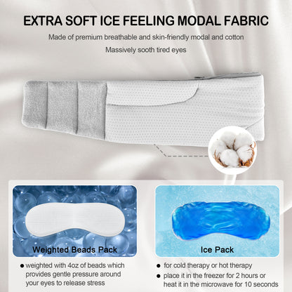 Sleep Mask with Headphones – White Noise, Blackout Light, Ice-Feeling, Extra Soft Modal Lining Eye Mask