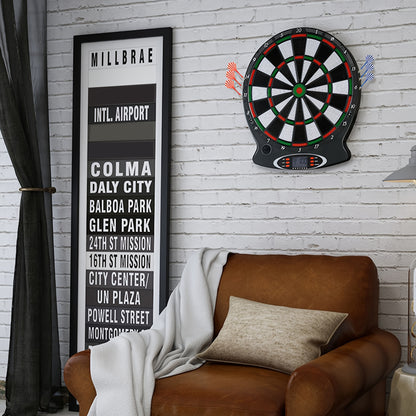 Electronic Dart Board Set - Soft Tip Dartboard with LCD Display, 6 Darts, and Professional Soft Tip Darts